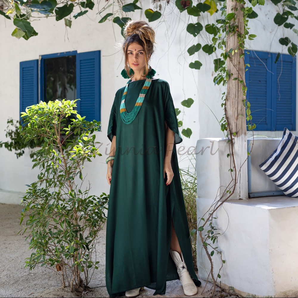 Rosa Dress Kaftan Printed Women Beach Coverups Boho Abaya Gown Festival Dress